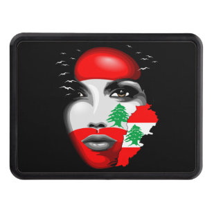 Libanon Flagga och Karta om flickans ansikte Dragkroksskydd