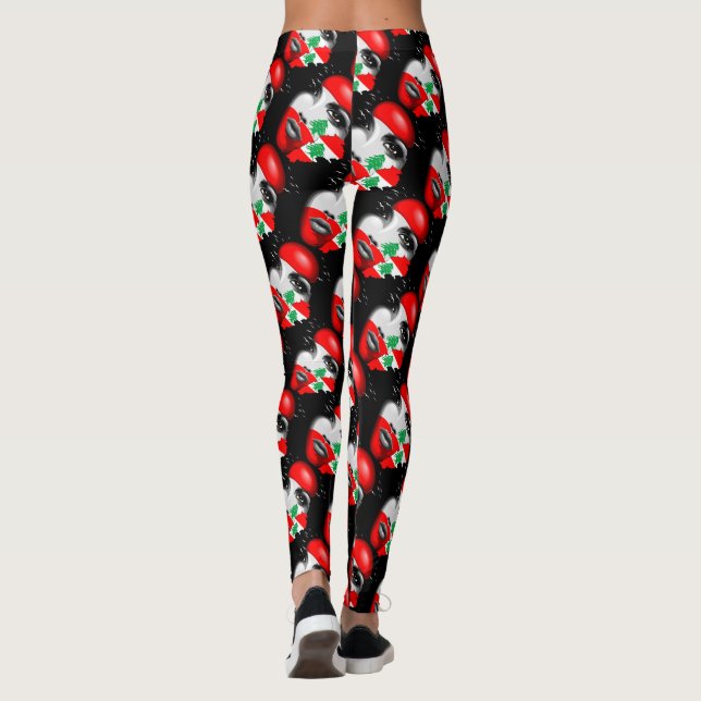 Libanon Flagga och Karta om flickans ansikte Leggings (Baksida)