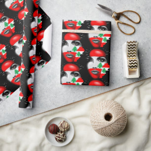 Libanon Flagga och Karta om flickans ansikte Presentpapper