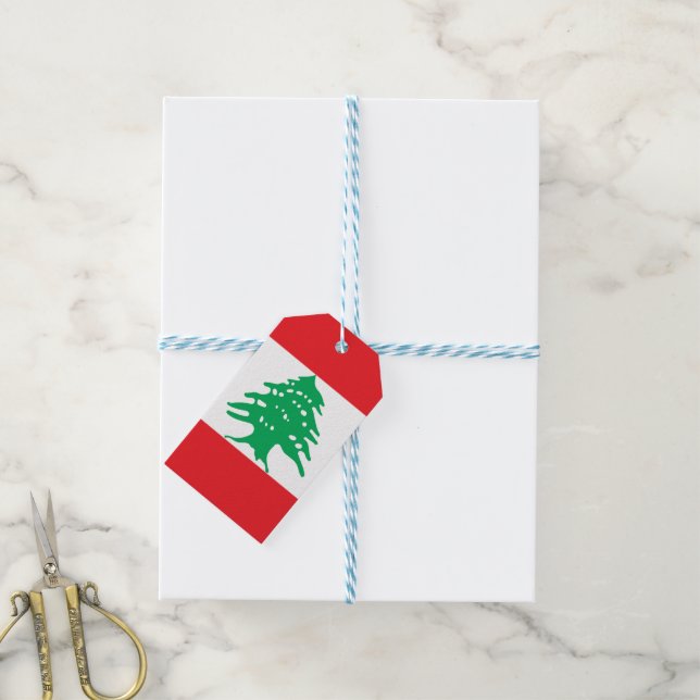 Libanon flagga presentetikett (Med Snöre)