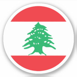 Libanon Flagga Rund Klistermarke Klistermärken