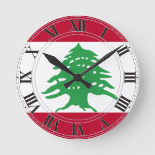 Libanon flagga rund klocka