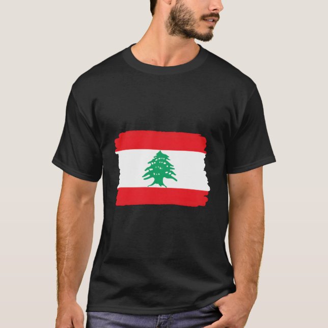 Libanon Flagga T Shirt (Framsida)