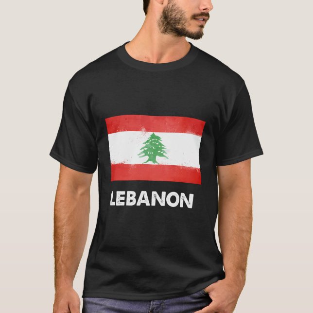 Libanon-Flagga T Shirt (Framsida)
