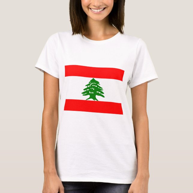 Libanon Flagga T Shirt (Framsida)