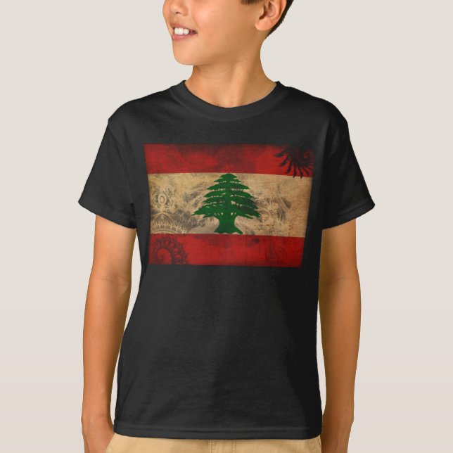 Libanon flagga t shirt (Framsida)