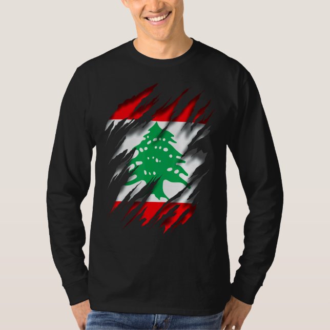 Libanon Flagga T Shirt (Framsida)