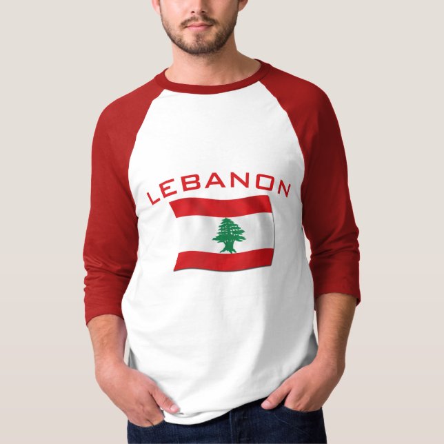Libanon flagga tee shirt (Framsida)