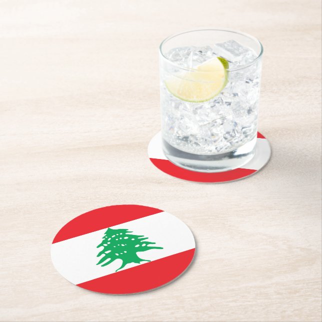 Libanon flagga underlägg papper rund (Insitu)