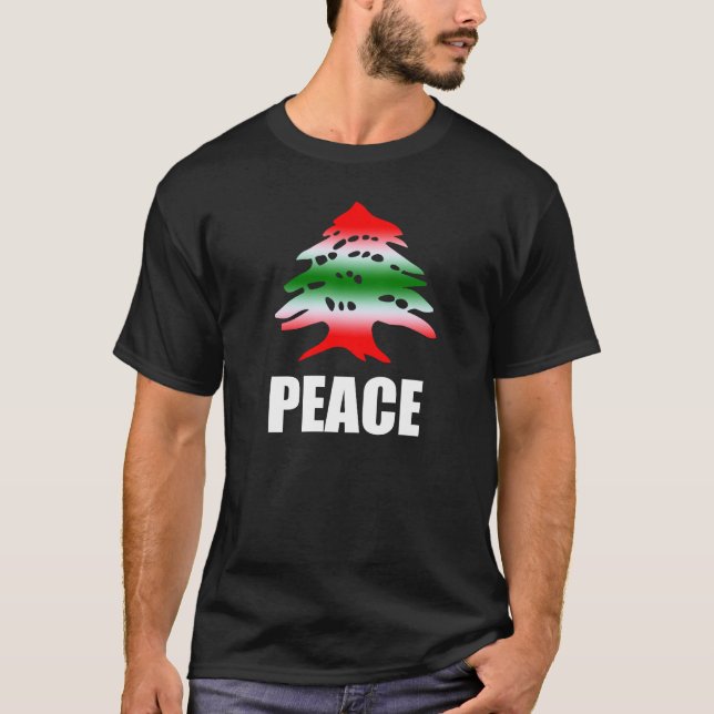 Libanon fred - flaggafärger och symbol tee shirt (Framsida)
