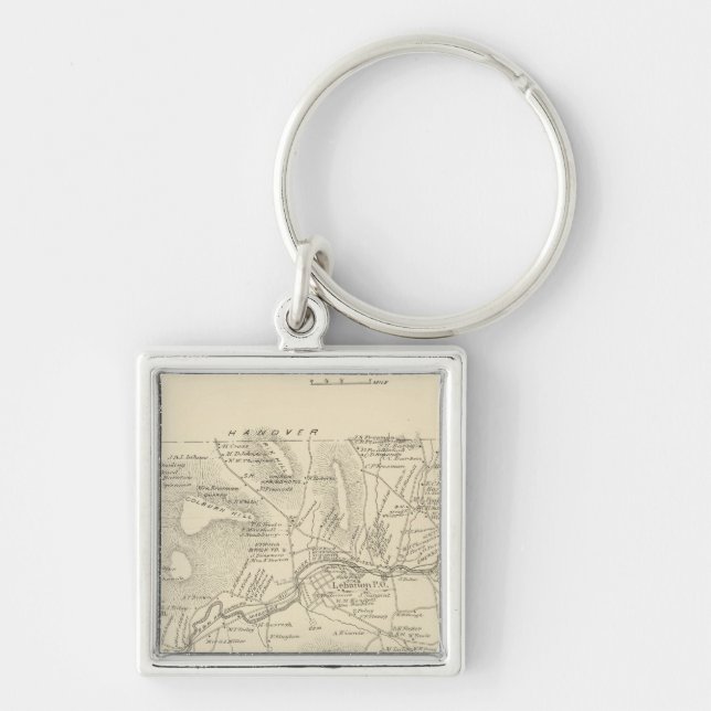 Libanon, Grafton Co Fyrkantig Silverfärgad Nyckelring (Framsidan)