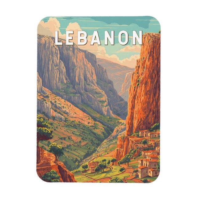 Libanon Illustration Resa Konst Vintage Magnet (Vertikal)
