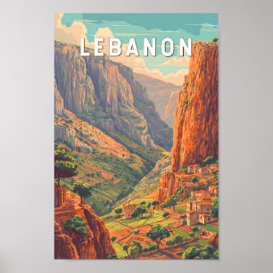 Libanon Illustration Resa Konst Vintage Poster