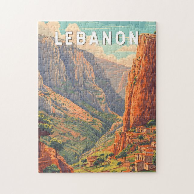 Libanon Illustration Resa Konst Vintage Pussel (Vertikal)