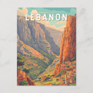 Libanon Illustration Resa Konst Vintage Vykort