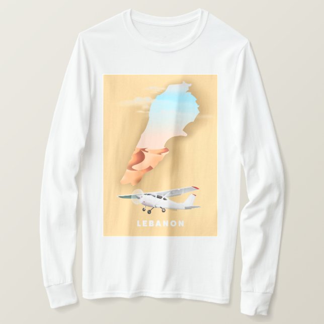 Libanon illustrerad karta resaffisch t shirt (Design framsida)