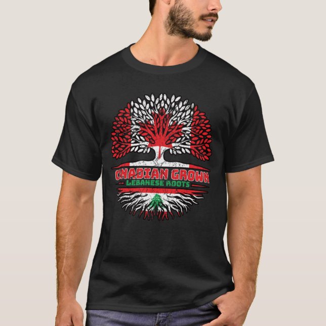 Libanon Kanadas kanadensiska Träd Roots Flagga T Shirt (Framsida)