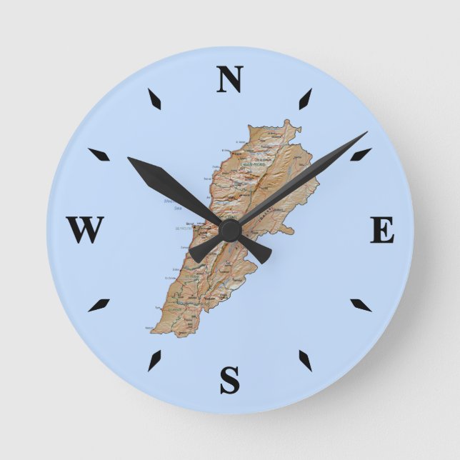 Libanon Karta Clock Rund Klocka (Framsida)