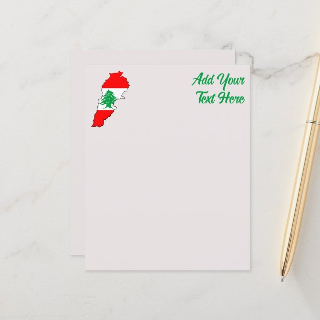 Libanon Karta med Flagga (Fram/Back In Situ)