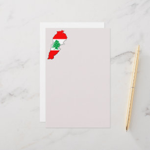 Libanon Karta med Flagga Brevpapper