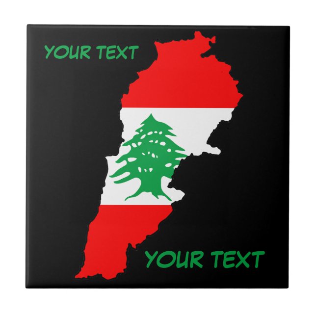 Libanon Karta med Flagga Kakelplatta (Framsidan)