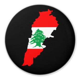 Libanon Karta med Flagga Knopp