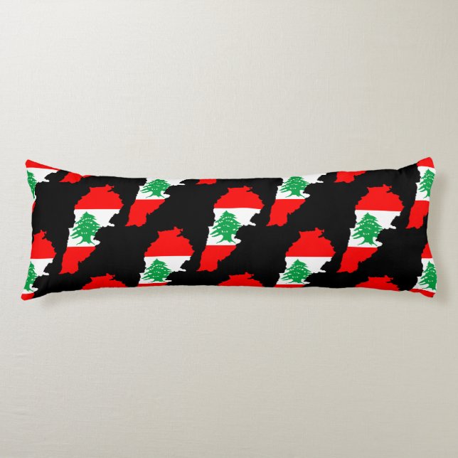 Libanon Karta med Flagga Kroppskudde (Framsidan)