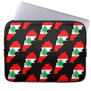 Libanon Karta med Flagga Laptop Fodral