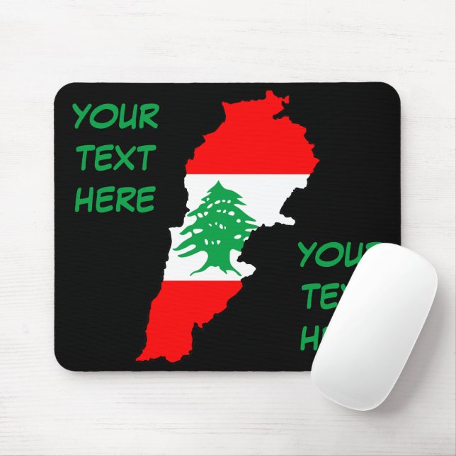 Libanon Karta med Flagga Musmatta (Med mus)