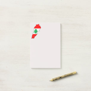 Libanon Karta med Flagga Post-it Block