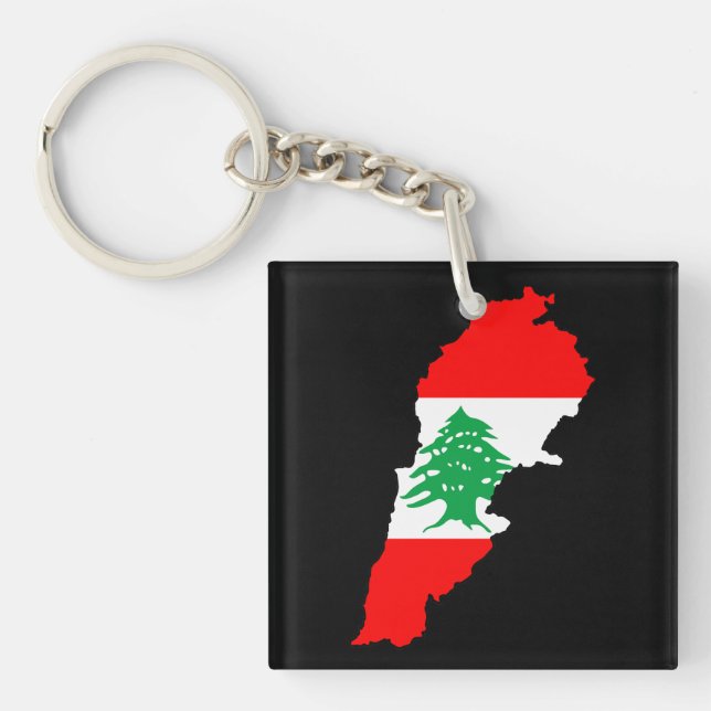 Libanon Karta med Flagga Stone Magnet (Framsidan)