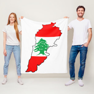 Libanon Karta med Flagga Stone Magnet Fleecefilt