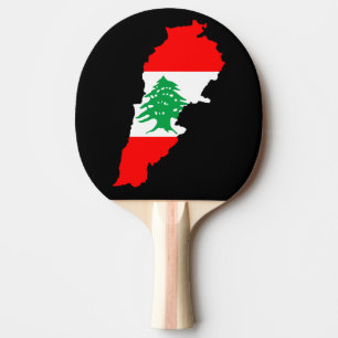 Libanon Karta med Flagga Stone Magnet Pingisracket