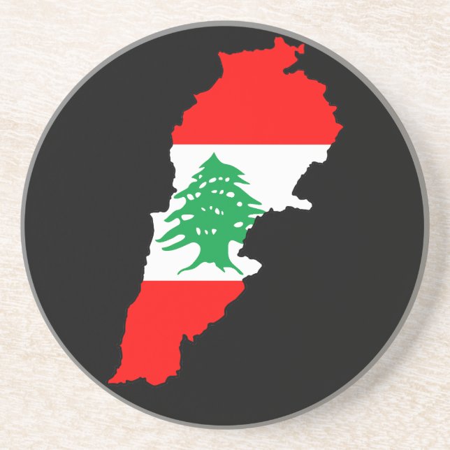 Libanon Karta med Flagga Stone Magnet Underlägg (Framsidan)