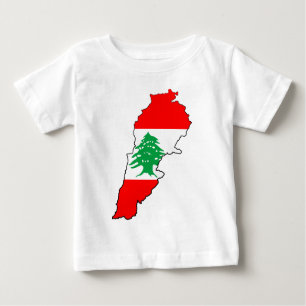 Libanon Karta med Flagga T Shirt