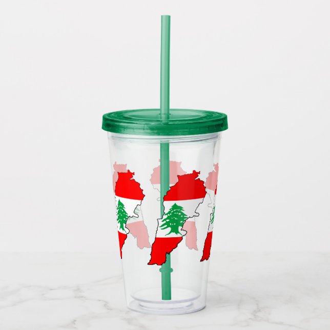 Libanon Karta med Flagga Take Away Mugg (Framsida)