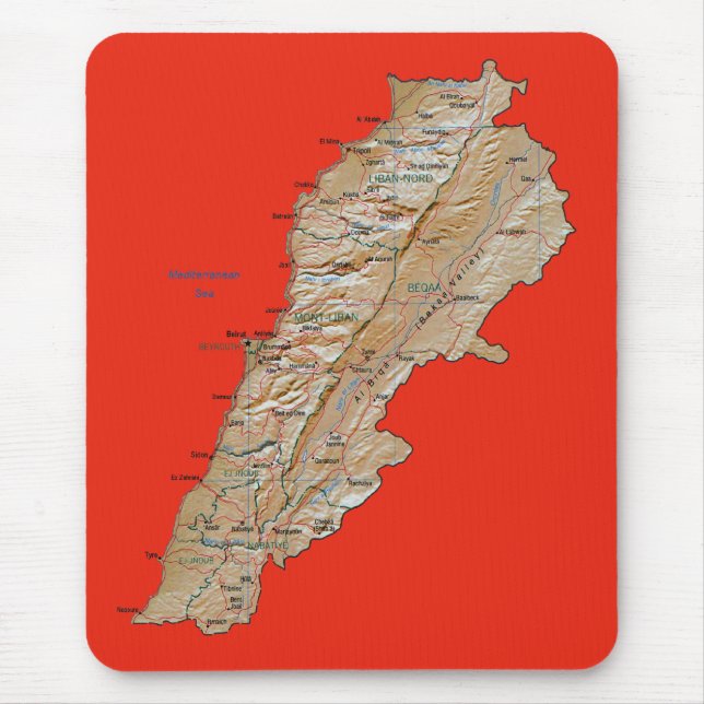 Libanon Karta Mousepad Musmatta (Framsidan)