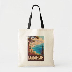 Libanon Landskapsillustration Resa Konst Vintage Tygkasse
