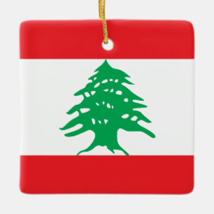 Libanon (libanesiska) Flagga Julgransprydnad Keramik