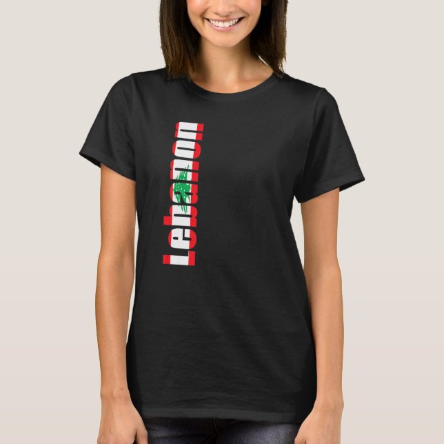 Libanon med färg på flagga t shirt (Framsida)