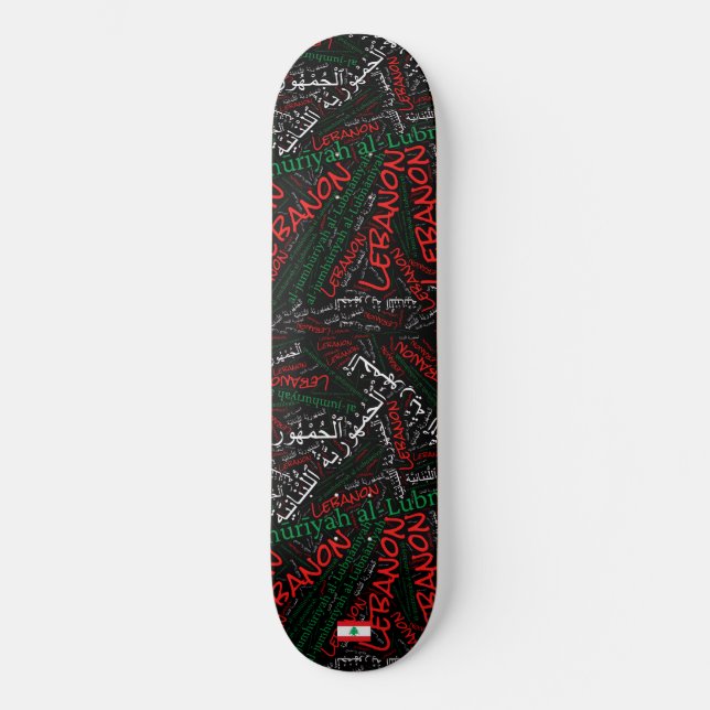 Libanon Nationell Stolthet Wordcloud Skateboard (Framsida)