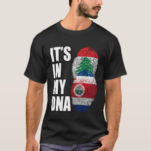 Libanon och Costa Rican Mix DNA Heritage Flagga T Shirt