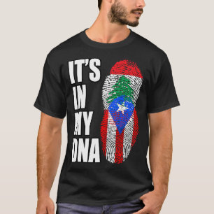 Libanon och Puerto Rican Mix DNA Heritage Flagga T T Shirt