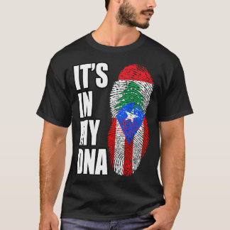 Libanon och Puerto Rican Mix DNA Heritage Flagga T T Shirt