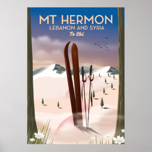 Libanon och Syrien Mt Hermon Ski Poster