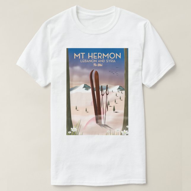 Libanon och Syrien Mt Hermon Ski T Shirt (Design framsida)