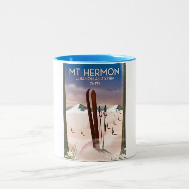 Libanon och Syrien Mt Hermon skidåkning Två-Tonad Mugg (Center)