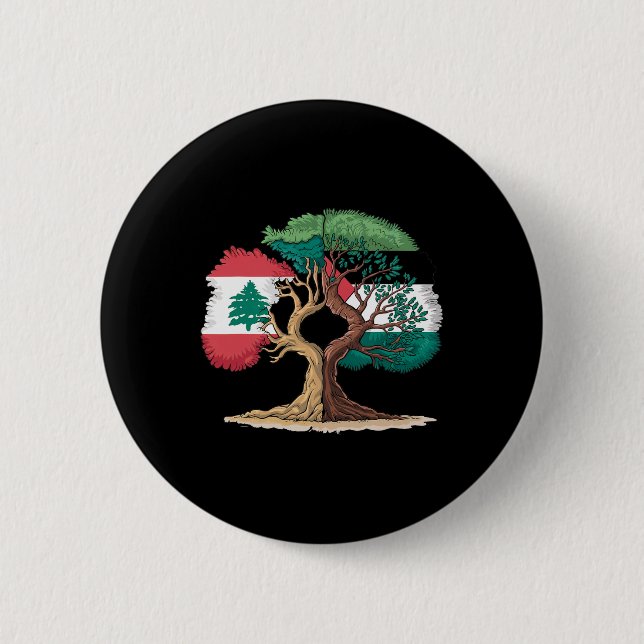 Libanon Palestinska libanesiska Flagga Förenta sta Knapp (Framsida)