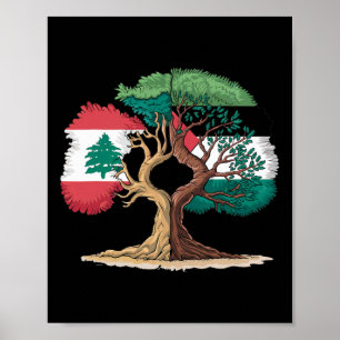 Libanon Palestinska libanesiska Flagga Förenta sta Poster