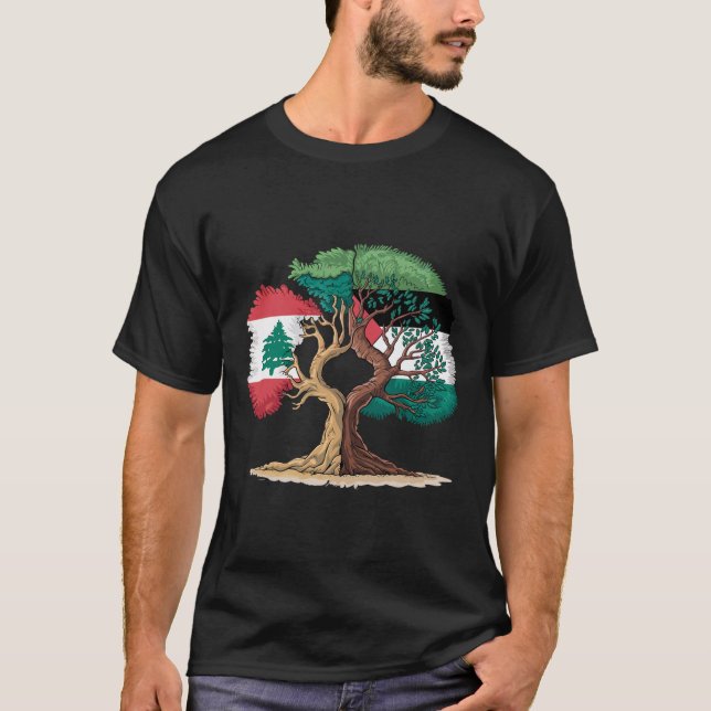 Libanon Palestinska libanesiska Flagga Förenta sta T Shirt (Framsida)